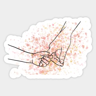 Mother Child Hands Line Art Sticker